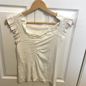 Anthropologie Soft White Darted T-shirt